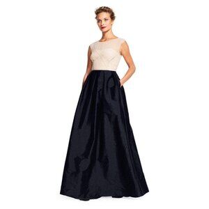 ADRIANNA PAPELL~Two Toned Pearl Beaded Taffeta Gown Dress NWT SIZE 6